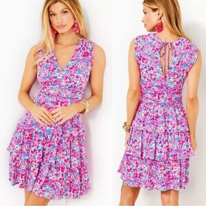 Lilly Pulitzer Women’s Faye V-Neck Tiered Ruffle Dress - Aura Pink‎ Baby Bloomer